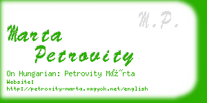 marta petrovity business card